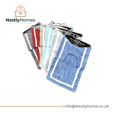 BATH MAT SET COTTON 2PC ASSORTED