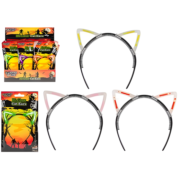 HALLOWEEN GLOW CAT EARS ASSORTED