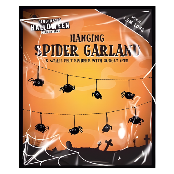 HALLOWEEN HANGING SPIDER GARLAND 1.5M