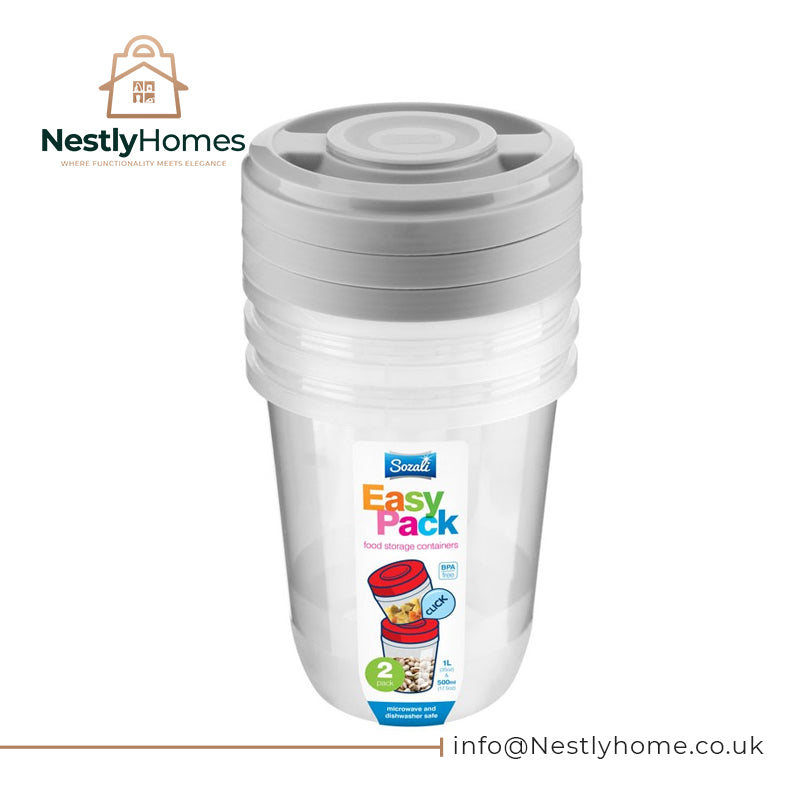 Sozali Round Set Containers Lid 1ltr Assorted
