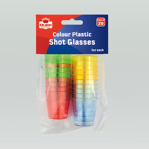 Adorn Reusable Shot Glasses Colored 20 Pack