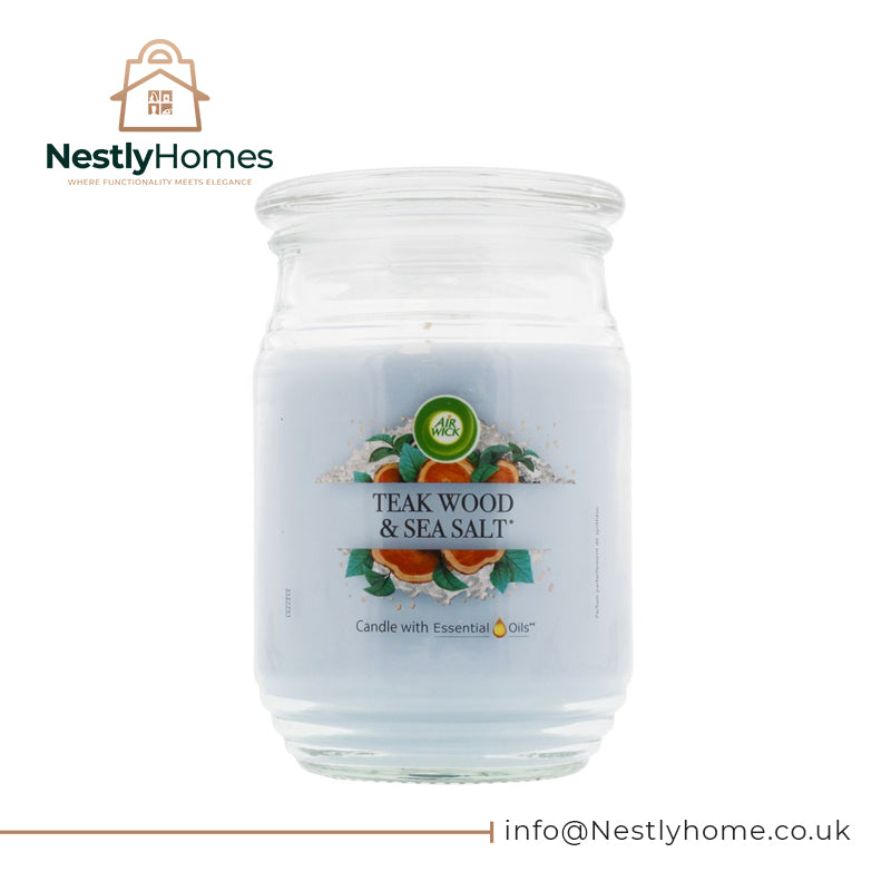 AIRWICK JAR CANDLE TEAK WOOD & SEA SALT 480G