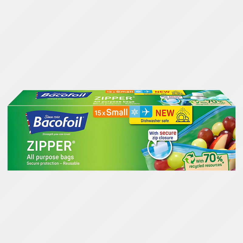 Bacofoil Zipper Bags All Purpose 15 Pack Small 1L