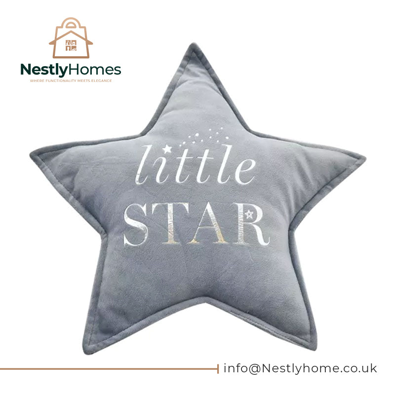 Bambino Little Star Velvet Cushion 30cm Blue