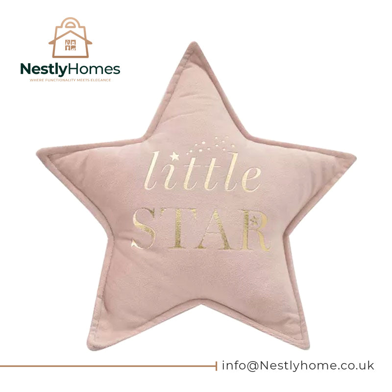 Bambino Little Star Velvet Cushion 30cm Blush