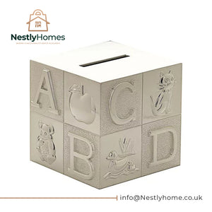 Bambino Silverplated Teddy Bear Money Box Cube Abc