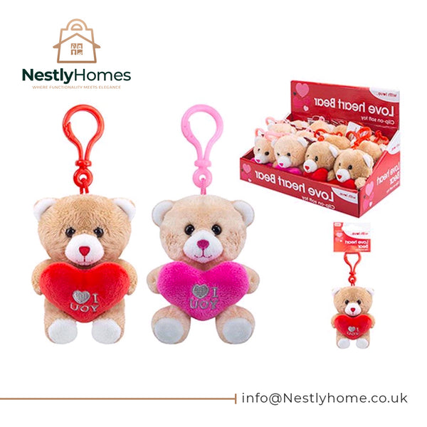 Bear with Heart Clip 4inch Assorted