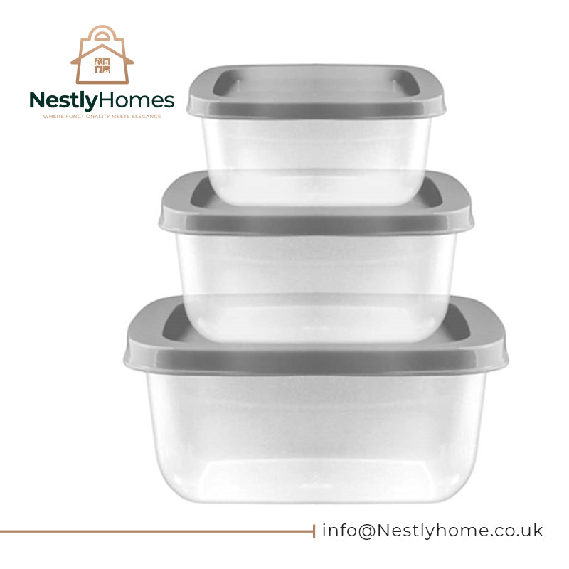 Beaufort Set of 3 Square Containers & Lids Silver