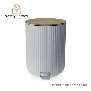 Blue Canyon Berkeley Pedal Bin with Bamboo Lid White