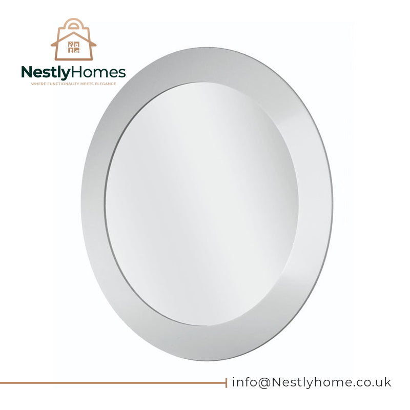 Blue Canyon Round Wall Mirror White