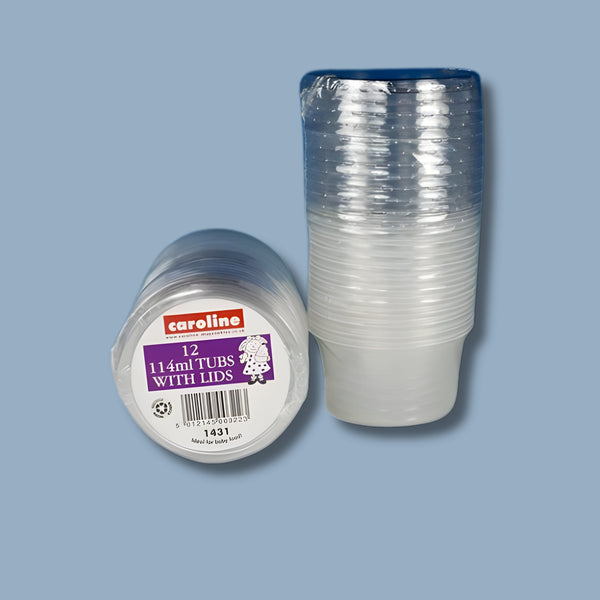Caroline 12 Round Plastic Tubs/Lid 114Ml 1431