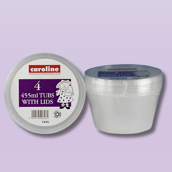 Caroline 4Round Plastic Tubs/Lids 455Ml