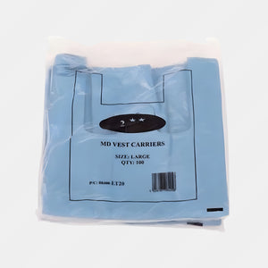 CARRIERS BAGS BLUE PK100 11X17X21 INCH