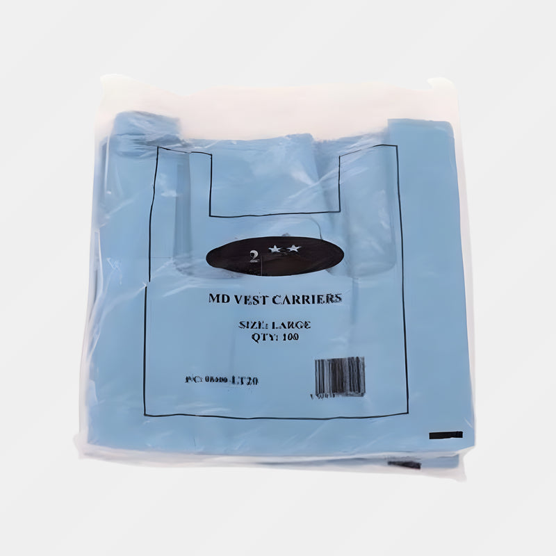 CARRIERS BAGS BLUE PK100 11X17X21 INCH