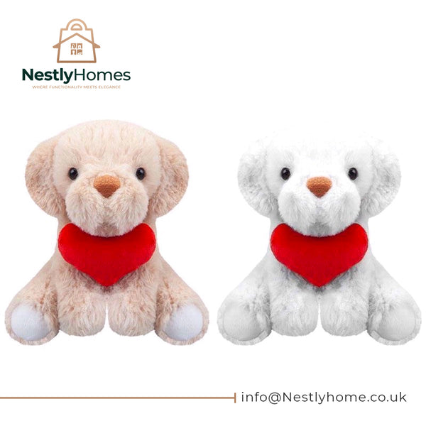 Coffee and Cream Puppy with Love Heart 2 Assorted 15cm