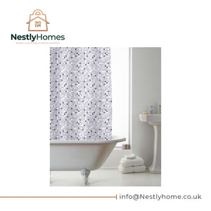 Countryclub Peva Shower Curtain with Hooks Mosaic Black & White