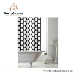 Countryclub Peva Shower Curtain with Hooks Retro Mono