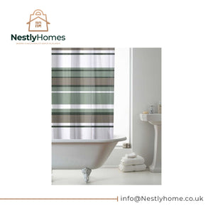 Countryclub Peva Shower Curtain with Hooks Stripe Sage