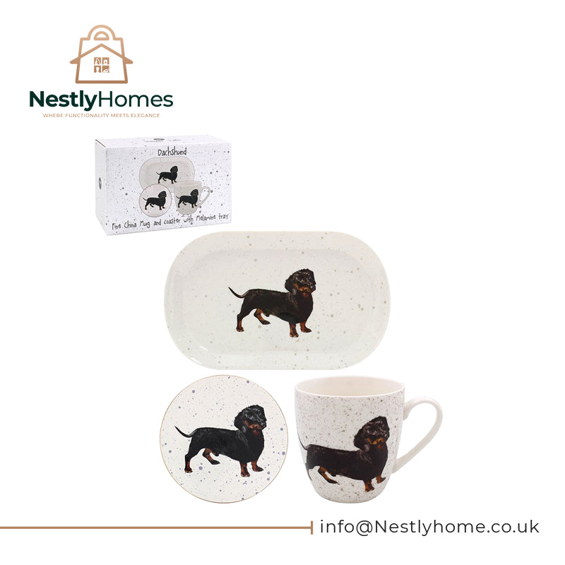 Dachshund Mug, Coaster & Tray