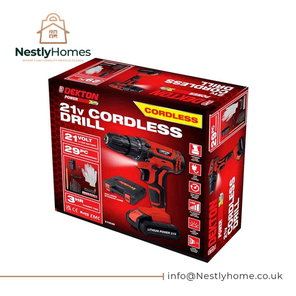 Dekton 21v Cordless Drill Kit &amp; Accessories