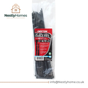 DEKTON BLACK CABLE TIES 40PCS 4.8MMX300MM