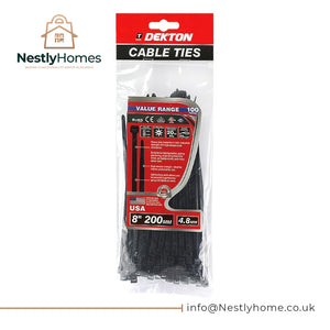 Dekton Cable Ties Black 100pcs 4.8mmx200mm
