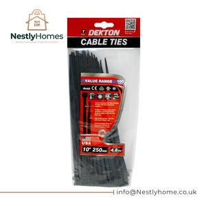 Dekton Cable Ties Black 100pcs 4.8mmx250mm