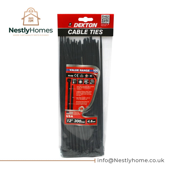 Dekton Cable Ties Black 100pcs 4.8mmx380mm