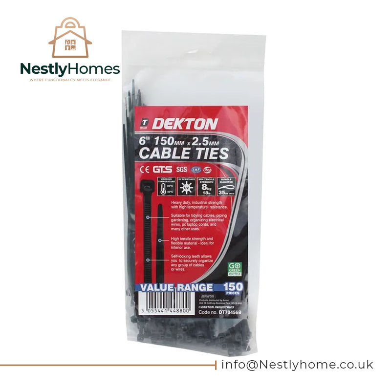 Dekton Cable Ties Black 2.mmx150mm 150pc