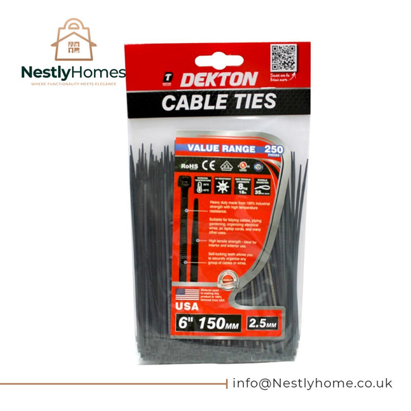 Dekton Cable Ties Black 250pcs 2.5mmx150mm