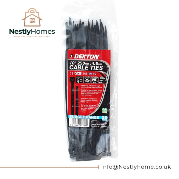 Dekton Cable Ties Black 4.8mmx250mm 50pc