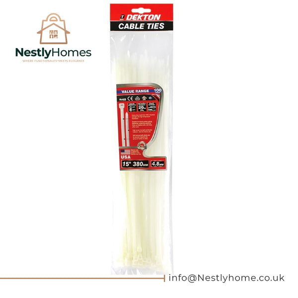 Dekton Cable Ties White 100pcs