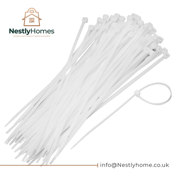 Dekton Cable Ties White 100pcs 4.8mmx250mm