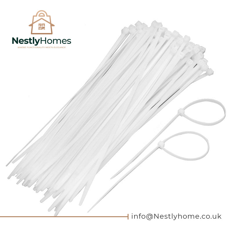 Dekton Cable Ties White 100pcs 4.8mmx300mm