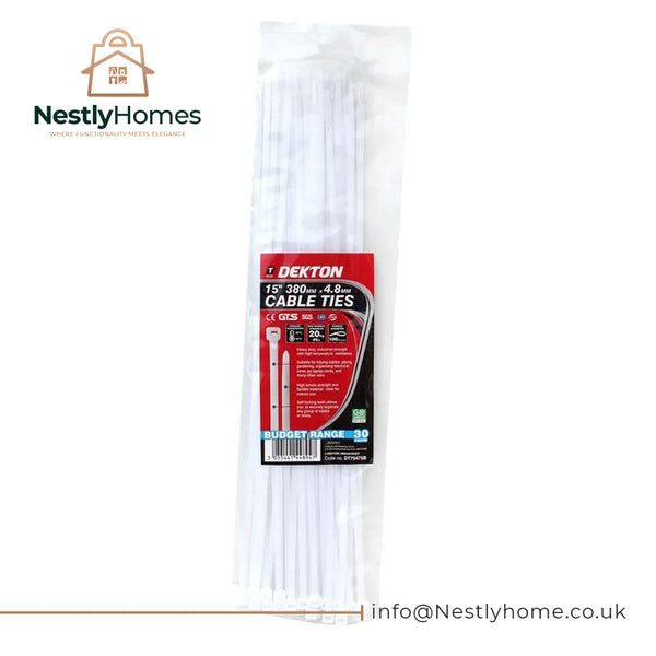 Dekton Cable Ties White 4.8mmx380mm 30pc