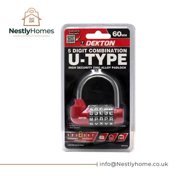 Dekton Combination Lock 60mm 5 Digit U Type