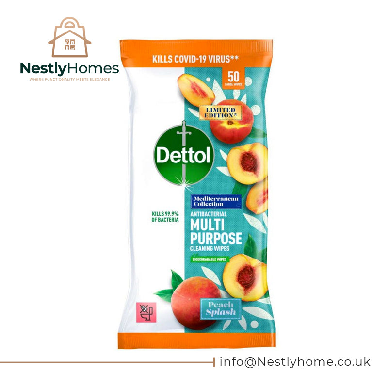 DETTOL WIPES MULTI PURPOSE PEACH 50S