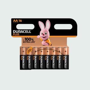 Duracell Plus Aa Batteries, 100% Extra Life, Pack Of 16