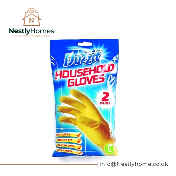 Duzzit Rubber Gloves Household Large 2 Pairs