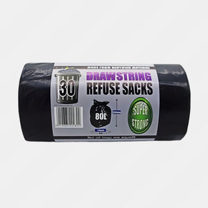 Ecobag Black Drawstring 30 Bags 80 Ltr