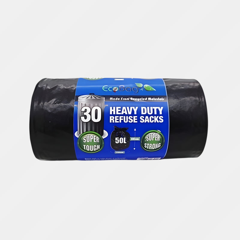Ecobag Black Heavy Duty 30 Bags 50 Ltr