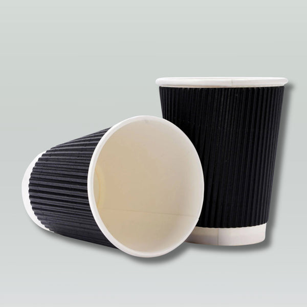 Eco Wise Paper Cups Ripple Black 4Oz 25Pcs
