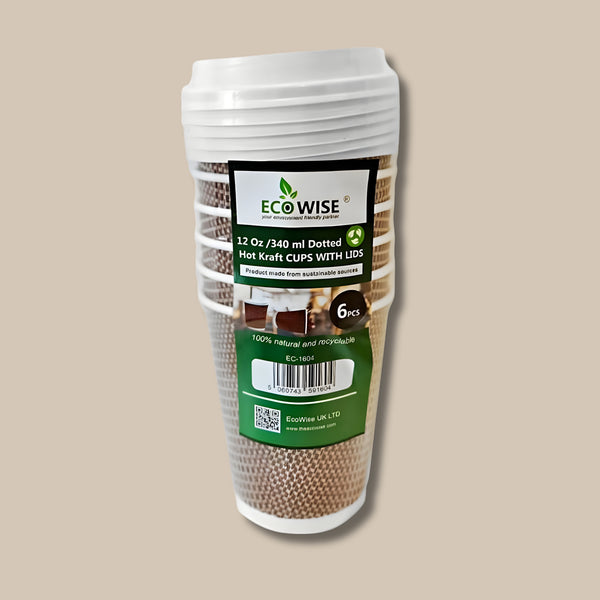 Eco Wise Paper Cups Ripple Dotted12Oz 6Pcs
