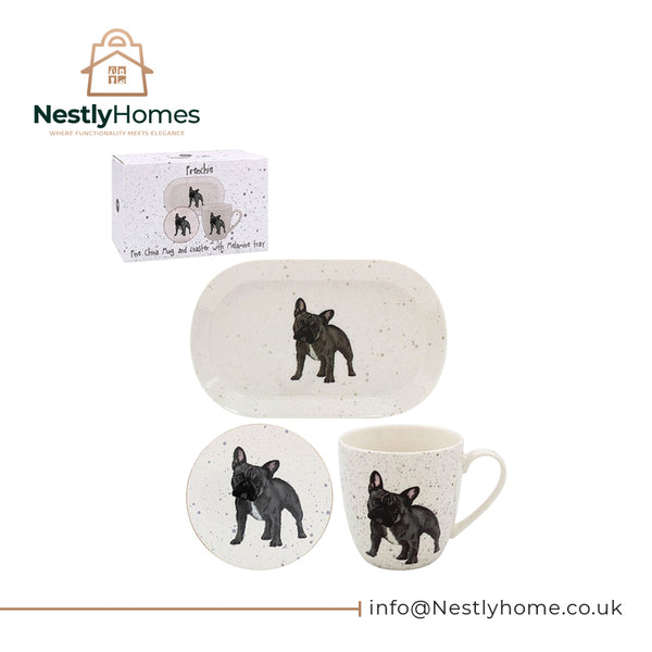 Frenchie Mug, Coaster &amp; Tray