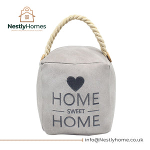 Faux Leather Square Home Sweet Home Door Stop Grey