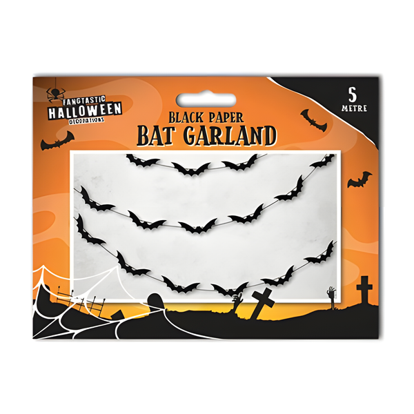 HALLOWEEN BAT PAPER BAT GARLAND 5M