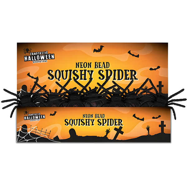 HALLOWEEN BLACK NEON BEAD SQUISHY SPIDER