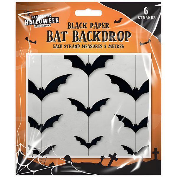 HALLOWEEN BLACK PAPER BAT BACKDROP 2M