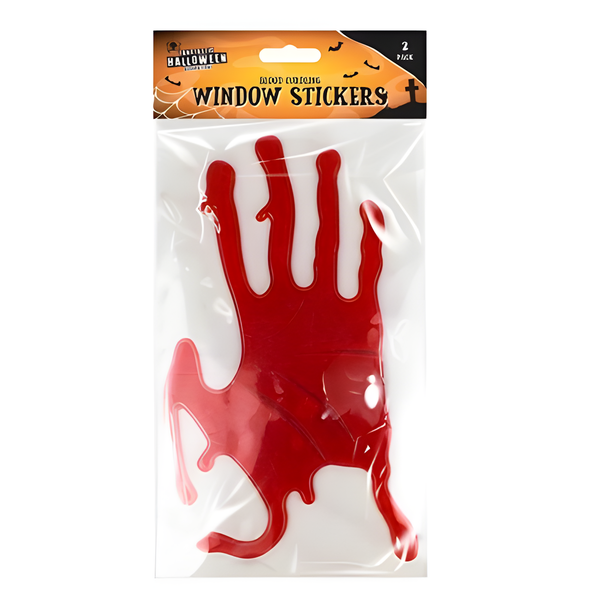 HALLOWEEN BLOODY HAND GEL WINDOW STICKERS