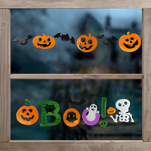 HALLOWEEN BOO PUMPKIN WINDOW GELS LARGE